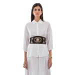 Platinum Ζώνη Μαύρη Γυναικεία Υφασμάτινη Με Χρυσά Κεντητά Σχέδια All Day Free Size - 124136 - Image 3