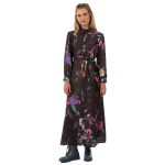 Platinum Φόρεμα Μαύρο Με Πολύχρωμα Floral Γυναικείο Μακρύ Με Κουμπιά All Day Free Size - 192-GU - Image 2