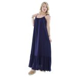 Platinum Φόρεμα Μπλε Σκούρο Γυναικείο Midi Tιραντέ Εξώπλατο Βολάν All Day Free Size - RA-22120-BL