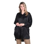 Platinum Πουκάμισα Μαύρη Γυναικεία Mακρυμάνικη Μακριά Σατινέ All Day Free Size - 5042-42-BC