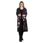 Platinum Καπαρτίνα Μαύρη Με Πολύχρωμα Floral Γυναικείο Midi Με Γιακά All Day Free Size - 156-GU - Image 2