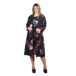 Platinum Καπαρτίνα Μαύρη Με Πολύχρωμα Floral Γυναικείο Midi Με Γιακά All Day Free Size - 156-GU - Image 5