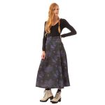 Platinum Φούστα Μαύρη Γυναικεία Με Μωβ Floral Μακριά All Day Free Size - IT-165-GU