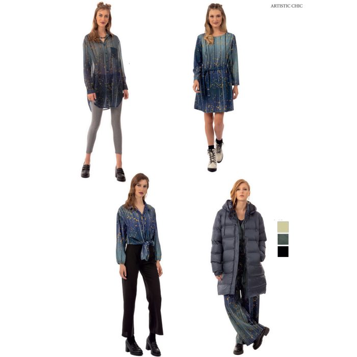 Platinum Φόρεμα Μπλε Με Κίτρινα Σχέδια Γυναικείο Κοντό Casual All Day Free Size - IT-168-GU - Image 3