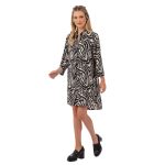 Platinum Πουκαμίσα - Φόρεμα Ασπρόμαυρη Γυναικεία Μακρυμάνικη ''Ζέμπρα'' All Day Free Size - 1956-BC - Image 4