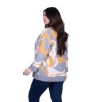 Platinum Μπλούζα Γκρι Με Ώχρα Και Λευκό Γυναικεία Πλεκτή Casual Free Size - 3226-YW - Image 3