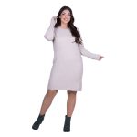 Gomore Φόρεμα Εκρού Γυναικείο Χειμερινό Μidi Πλεκτό Με Εσάρπα Σε Ίσια Γραμμή All Day - 33751-EG - Image 2