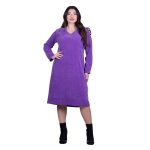 Gomore Φόρεμα Μωβ Γυναικείο Με Γιακά Μidi Καθημερινό Σε Στενή Γραμμή - GM-34748-PR - Image 2