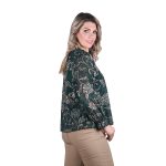 Platinum Μπλούζα Πράσινη Γυναικεία Με Εκρού Εμπριμέ Μανίκι Βολάν All Day - IT-5759-GR - Image 3