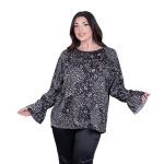 Gomore Μπλούζα Ασπρόμαυρη Animal Print Γυναικεία Με Μανίκι Βολάν All Day - 24919-BC - Image 2