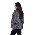 Gomore Μπλούζα Ασπρόμαυρη Animal Print Γυναικεία Με Μανίκι Βολάν All Day - 24919-BC - Image 3