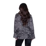 Gomore Μπλούζα Ασπρόμαυρη Animal Print Γυναικεία Με Μανίκι Βολάν All Day - 24919-BC - Image 4