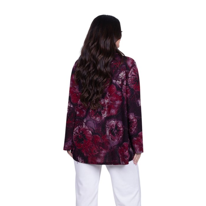 Gomore Μπλούζα Γκρενά Γυναικεία Ανάγλυφη Με Ξεχειλωτό Γιακά Μακρυμάνικη Ασύμμετρη All Day XXL- 24959 - Image 4