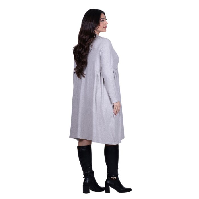 Platinum Φόρεμα Γκρι Του Πάγου Γυναικείο Λεπτό Πλεκτό Φαρδύ Μidi Casual All Day Free Size - 5007-GR - Image 3