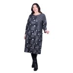 Platinum Φόρεμα Μαύρο - Γκρι Γυναικείο Μidi Με Γεωμετρικά All Day Free Size - FS-39194 - Image 2