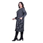 Platinum Φόρεμα Μαύρο - Γκρι Γυναικείο Μidi Με Γεωμετρικά All Day Free Size - FS-39194 - Image 3