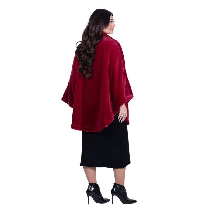 Gomore Κάπα Κόκκινη Γούνινη Γυναικεία Οικολογική Με Φόδρα All Day - GM-24499-RD - Image 4