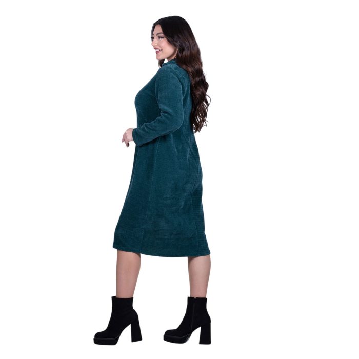 Gomore Φόρεμα Πράσινο Γυναικείο Με Γιακά Μidi Καθημερινό Σε Ίσια Γραμμή - GM-34748-GR - Image 3