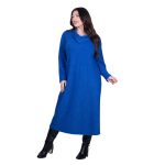 Gomore Φόρεμα Μπλε Ρουά Γυναικείο Με Γιακά Μidi Άνετο Εβαζέ Καθημερινό - 36760-BLB