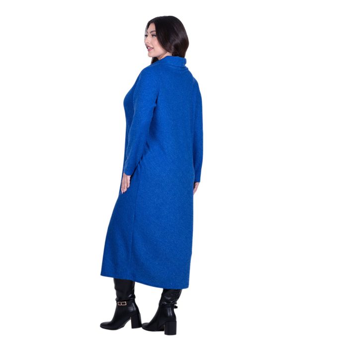 Gomore Φόρεμα Μπλε Ρουά Γυναικείο Με Γιακά Μidi Άνετο Εβαζέ Καθημερινό - 36760-BLB - Image 5