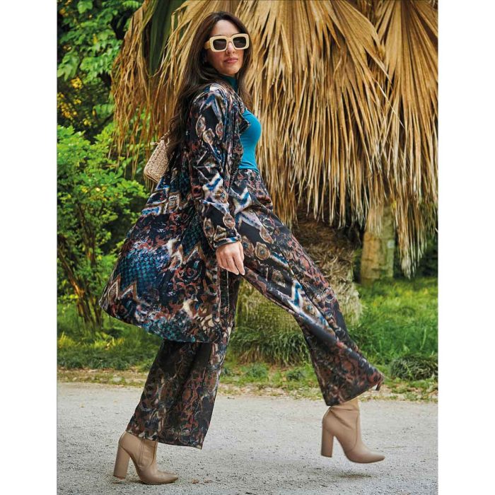 Platinum Παντελόνι Μαύρο Με Γήινα Εμπριμέ Σχέδια Γυναικείο Boho All Day Free Size - IT-58-KC - Image 5