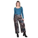 Platinum Παντελόνι Μαύρο Με Γήινα Εμπριμέ Σχέδια Γυναικείο Boho All Day Free Size - IT-58-KC - Image 4