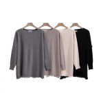 Platinum Μπλούζα Γκρι Γυναικεία Μακριά Πλεκτή Με Κρόσσια Αll Day Free Size - 031-42-G - Image 3