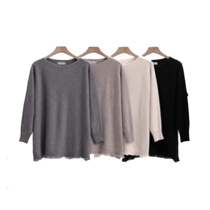 Platinum Μπλούζα Γκρι Γυναικεία Μακριά Πλεκτή Με Κρόσσια Αll Day Free Size - 031-42-G - Image 3