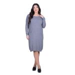 Platinum Φόρεμα Γκρι Γυναικείο Πλεκτό Midi Casual All Day Free Size - 1493-GRK