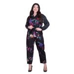 Platinum Πουκάμισο Μαύρο Με Πολύχρωμα Floral Γυναικείο Mακρυμάνικο Δετό All Day Free Size - 172-GU - Image 2