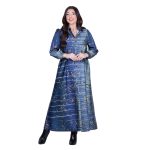 Platinum Φόρεμα Μπλε Με Κίτρινα Σχέδια Γυναικείο Μακρύ Με Κουμπιά All Day Free Size - 191-GU - Image 2