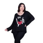 Gomore Μπλούζα Μαύρη ''Wild Love'' Γυναικεία Εβαζέ Casual All Day - 24970-BC