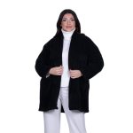 Platinum Ζακέτα Μαύρη Γυναικεία Χοντρή Κλασική Μακριά Casual Αll Day Free Size - 2878-BC