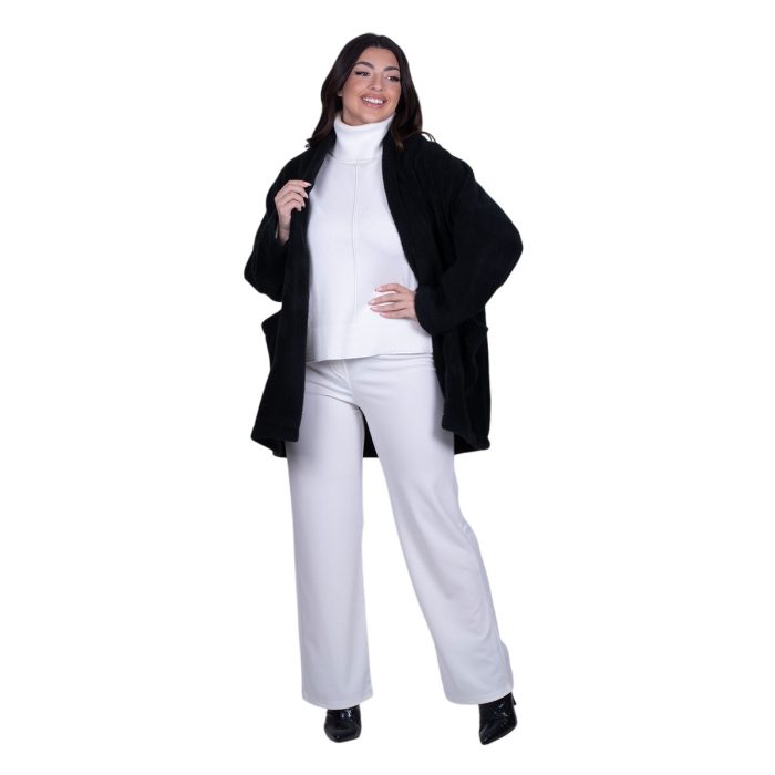 Platinum Ζακέτα Μαύρη Γυναικεία Χοντρή Κλασική Μακριά Casual Αll Day Free Size - 2878-BC - Image 3