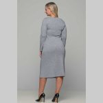 Gomore Φόρεμα Γκρι Γυναικείο Με Μεταλλιζέ Μidi Μακρυμάνικο Καθημερινό  - GM-36763-G - Image 2