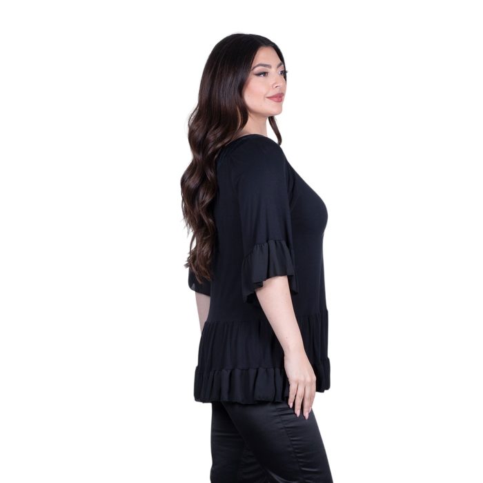 Fairyland Μπλούζα Μαύρη Γυναικεία Ζωγραφιστή Με Βολάν ''Μάτι'' Free Size - FM-2249-BC - Image 3