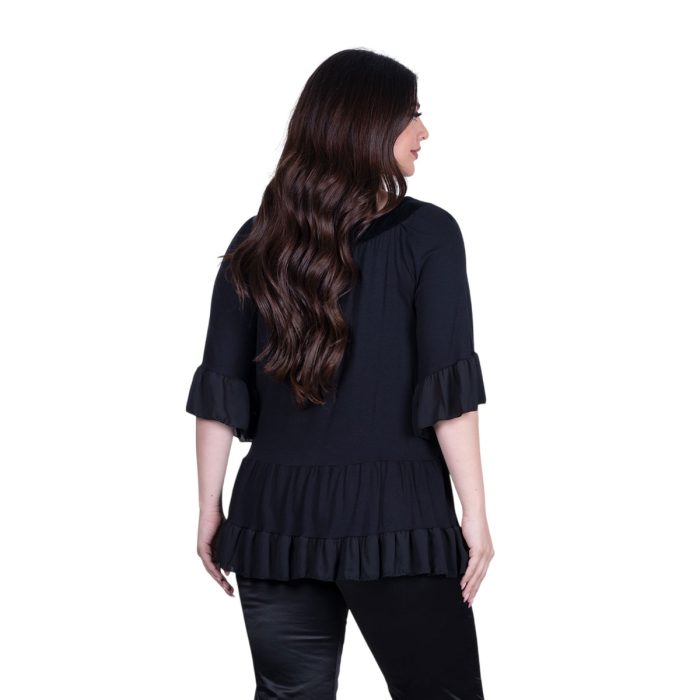 Fairyland Μπλούζα Μαύρη Γυναικεία Ζωγραφιστή Με Βολάν ''Μάτι'' Free Size - FM-2249-BC - Image 4