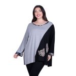 Fairyland Μπλούζα Γκρι - Μαύρο Γυναικεία Patchwork All Day Free Size - FM-7122