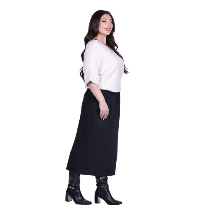 Gomore Φούστα Μαύρη Κρεπ Γυναικεία Μακριά Σε Ίσια Γραμμή Καθημερινή - GM-24708-BC - Image 3