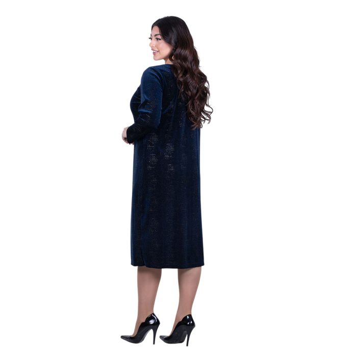 Gomore Φόρεμα Μπλε Σκούρο Γυναικείο Μidi Βραδινό Σε Ίσια Γραμμή XXL - GM-24744-BL - Image 4