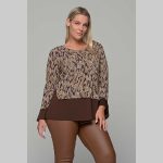 Gomore Μπλούζα Καφέ Με Γήινα Σχέδια Γυναικεία Άνετη Καθημερνή - GM-24966-BR