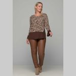 Gomore Μπλούζα Καφέ Με Γήινα Σχέδια Γυναικεία Άνετη Καθημερνή - GM-24966-BR - Image 3