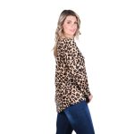 Gomore Μπλούζα Καφέ Animal Print Γυναικεία Ασύμμετρη Νεανική Αll Day - GM-24972-AP - Image 2