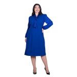 Gomore Φόρεμα Μπλε Ρουά Γυναικείο Μακρυμάνικο Μidi Βραδινό Με Στυλ Σε Στενή Γραμμή - GM-34746-BL - Image 2