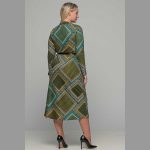 Gomore Φόρεμα Πράσινο Με Boho Σχέδιο Γυναικείο Ξεχειλωτό Γιακά Μidi All Day - GM-36761 - Image 2