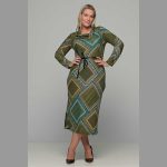 Gomore Φόρεμα Πράσινο Με Boho Σχέδιο Γυναικείο Ξεχειλωτό Γιακά Μidi All Day - GM-36761 - Image 3