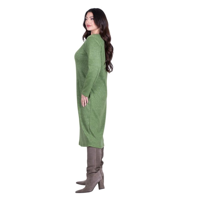 Gomore Φόρεμα Lemon Γυναικείο Μidi Μακρυμάνικο Με Μεταλλιζέ All Day - GM-36763-LM - Image 3