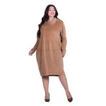 Platinum Φόρεμα Ταμπά Γυναικείο Μidi Βελουτέ Φαρδύ All Day Free Size - IT-8773 - Image 2