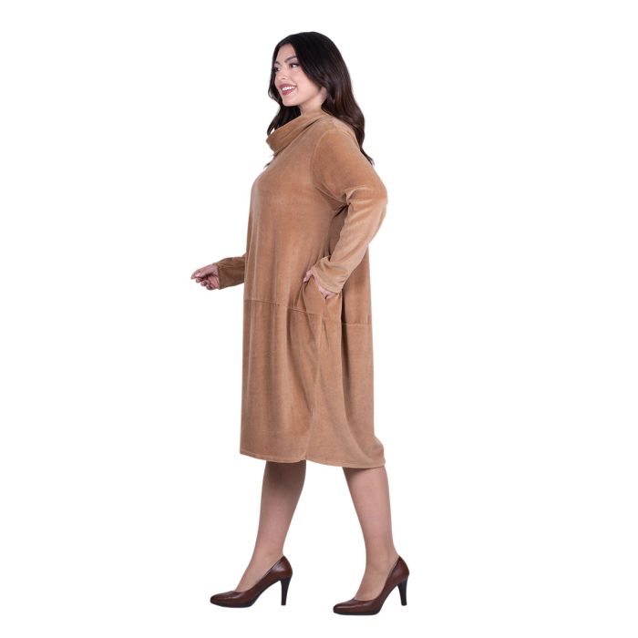 Platinum Φόρεμα Ταμπά Γυναικείο Μidi Βελουτέ Φαρδύ All Day Free Size - IT-8773 - Image 3