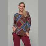 Gomore Μπλούζα Γκρενά Με Boho Σχέδιο Γυναικεία Και Ξεχειλωτό Γιακά All Day - 36115